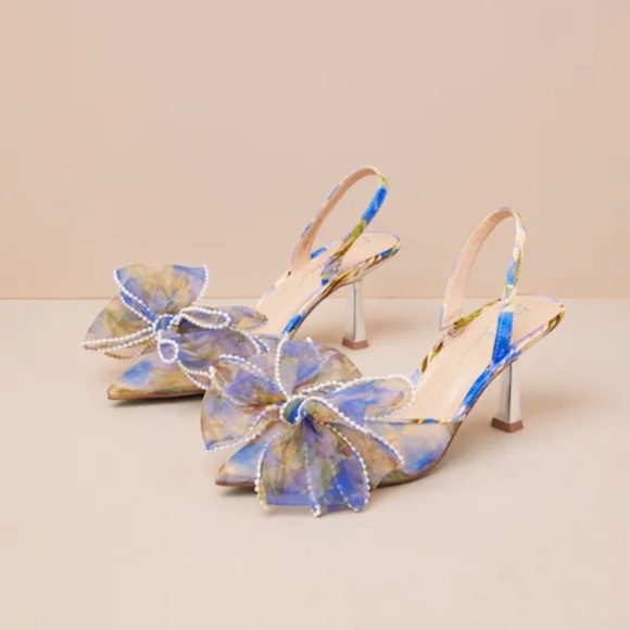 Blue Floral Heels - Picture 4 of 4